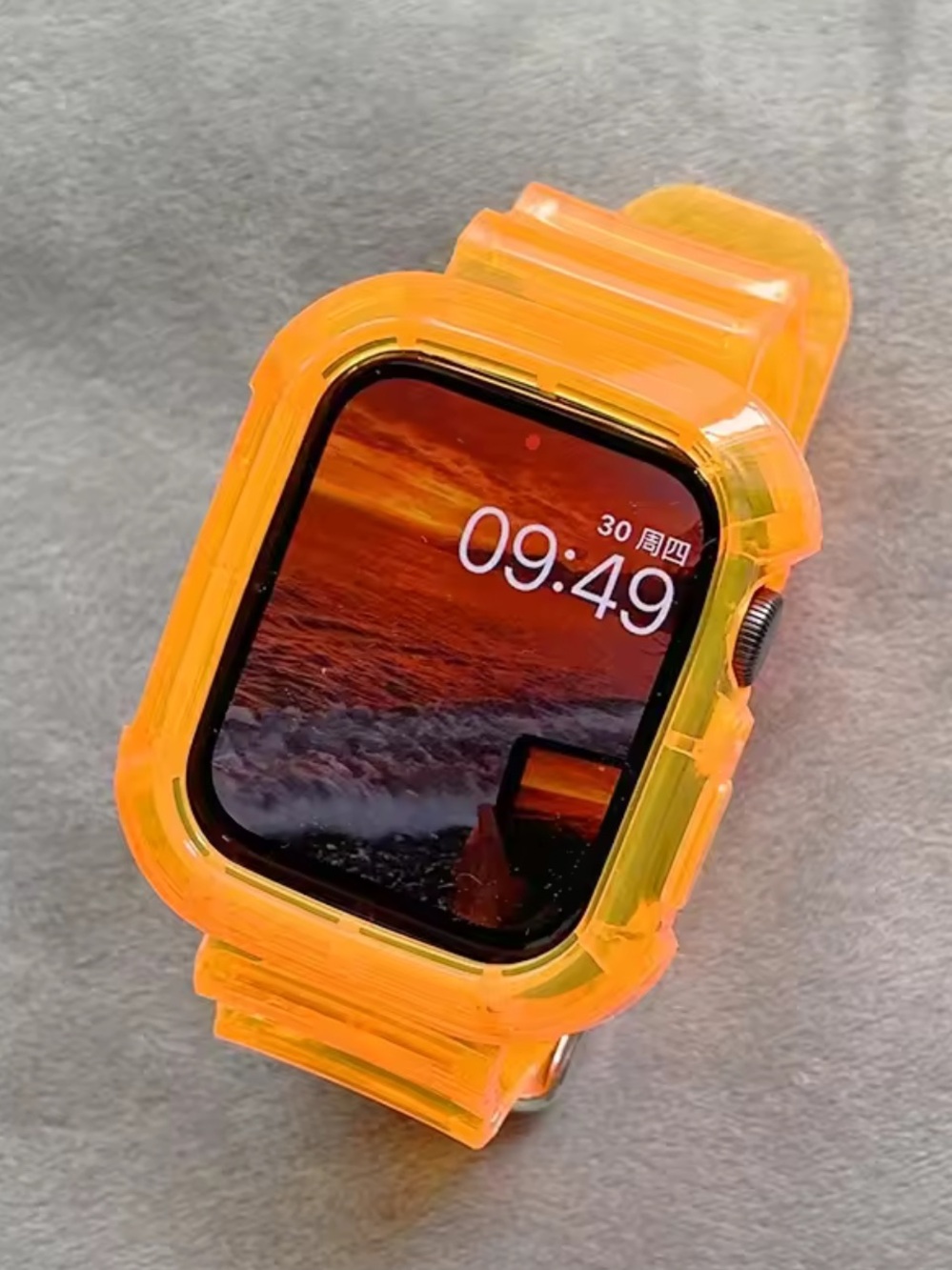 Target Neon Orange Transparent Protective Case and Band for Smartwatch 38-49mm
